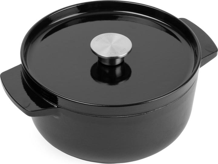 Actual product image KitchenAid braadpan 22cm - gemailleerd gietijzer - onyx zwart - rond (22 cm, Casserole + Stewpot, Cast iron)