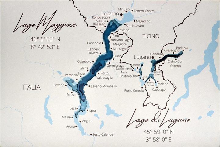 Actual product image Enjoy The Wood Lake Maggiore - wooden nautical chart (30 x 45 cm)