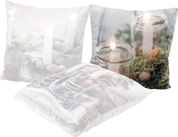 Actual product image HTI-Living Kissen LED Weihnachten 2 Kerzen im Glas (40 x 40 cm)