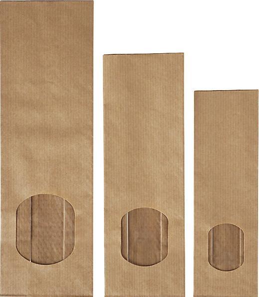 Image du produit kaiserkraft Sachets à fond plat avec fenêtre, en papier kraft, OPP, L x l 250 x 80 mm, lot (500 pièce(s))