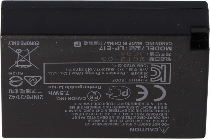 Actual product image Canon Battery LP-E17, BG-E18, EOS M3, EOS M5, EOS 250D, EOS 760D (Rechargeable battery)