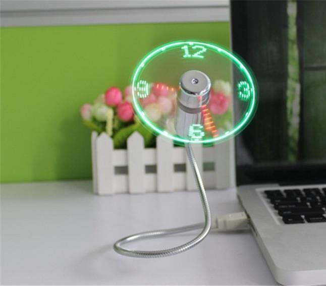 Actual product image PhoneLook Flexible fan with USB-A connection Cooling fan with integrated LED clock