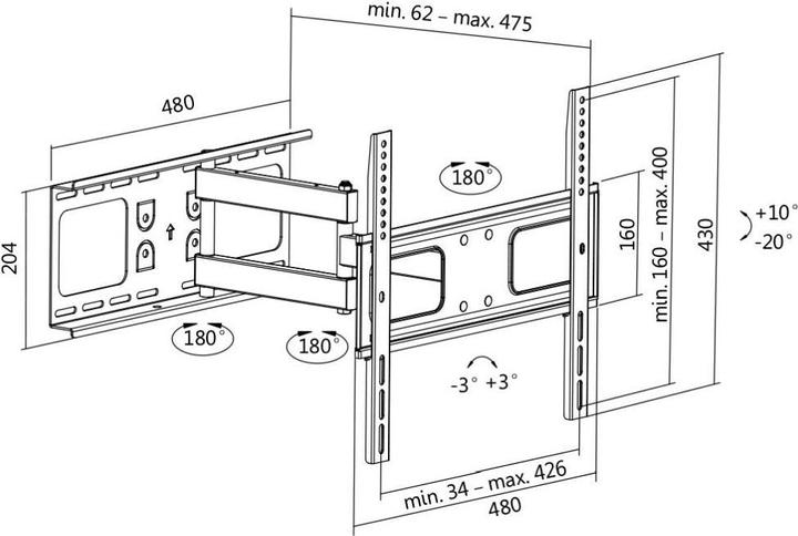 Immagine prodotto LogiLink Montaggio a parete (Muro, 55", 50 kg)