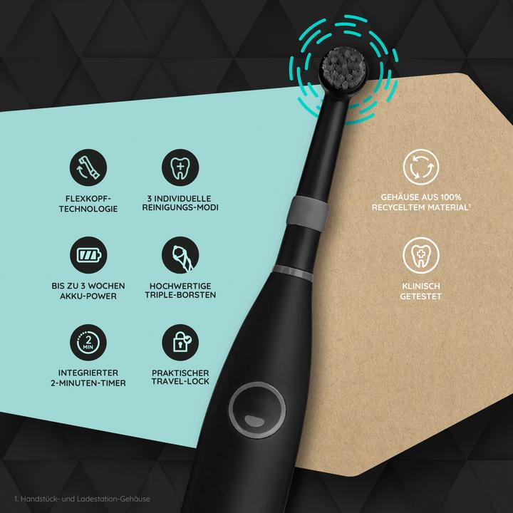 Produktbild happybrush Happy Brush ECO R2 Allblack + 3 Refills (Oszillierende Zahnbürste)