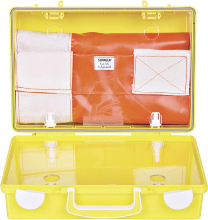 Actual product image Söhngen First aid case SN-CD Dimensions: 31 x 21 x 13 cm (W x H x D) Colour: yellow (First aid set accessories)