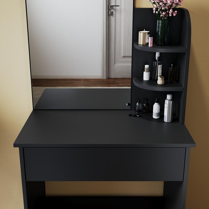 Immagine prodotto SONNI Piccola toletta con luce e specchio, toletta per camera da letto con cassetti, regolabile (70 x 40 x 70 cm)