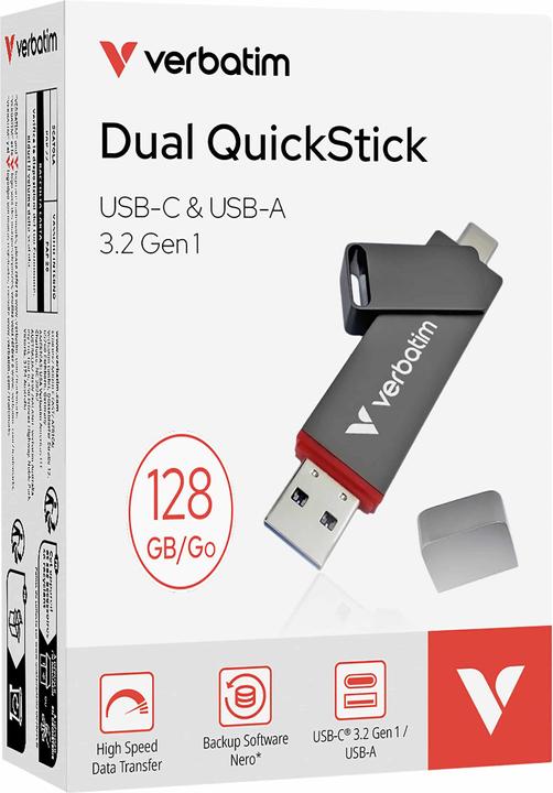 Actual product image Verbatim Dual QuickStick (128 GB, USB-A, USB-C)