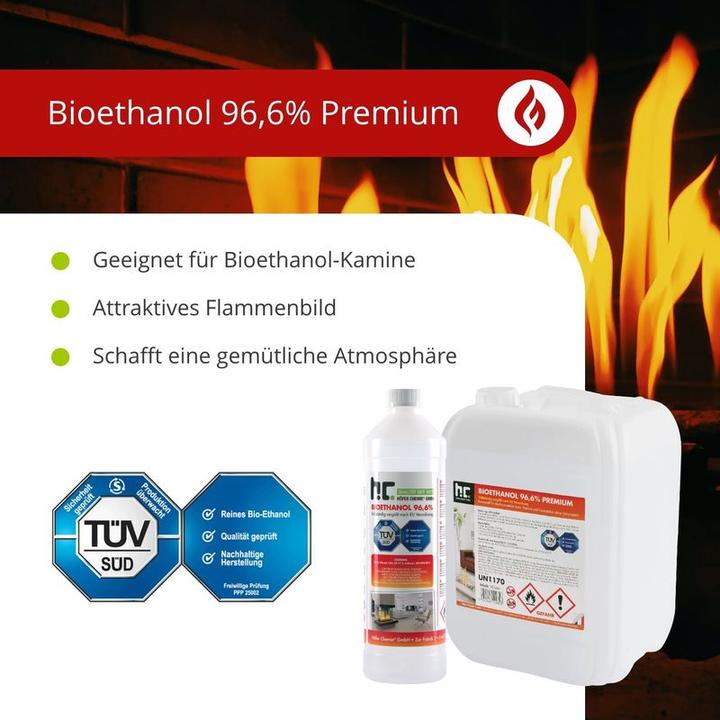 Produktbild Bioethanol 96,6% Premium für Ethanol-Tischkamin 1 Liter