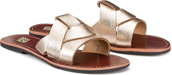 La Redoute Collections Leder-Pantoletten in Metallic-Optik