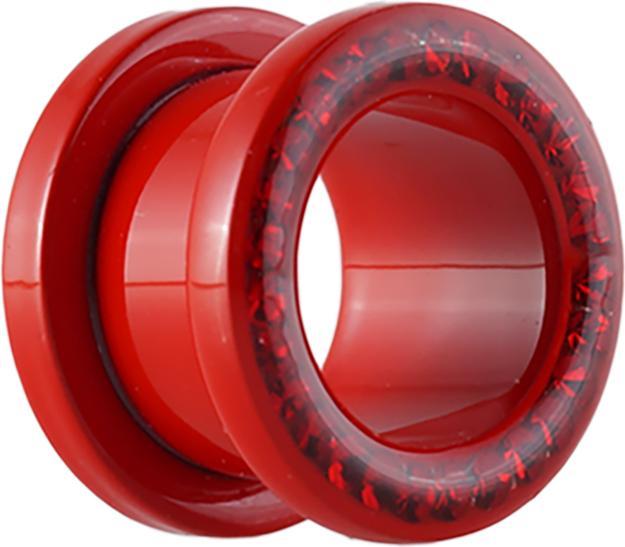 Immagine prodotto Star Piercing Tunnel di carne Rosso Fuoco con cristallo Swarovski rosso e strato protettivo epossidico (Acciaio chirurgico 316L)