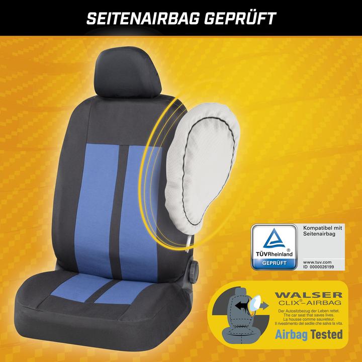 Image du produit CarComfort Housse de siège auto Elphin, set complet de housses de protection pour voiture noir/bleu