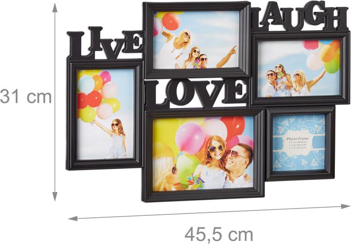 Image du produit Relaxdays Cadre photos Live Love Laugh (10 x 15 cm, 10 x 10 cm, 18 x 13 cm)