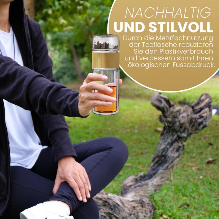 Produktbild Gewürzladen Näfels Drehbare Teeflasche aus hitzebeständigem Glas mit Teefilter - to go (0.24 l)