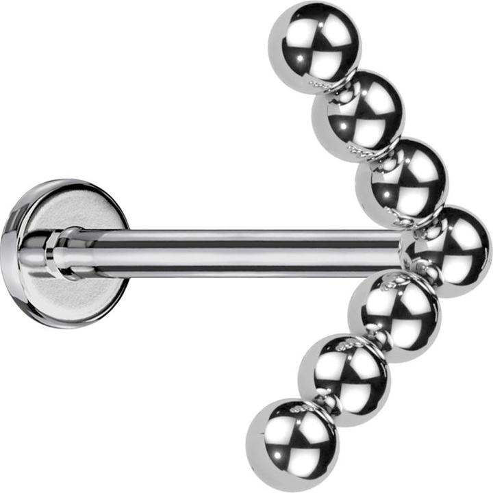 Produktbild Star Piercing Micro Labret Innengewinde silber drei Blumen Kristalle silber (MessingChirurgenstahl 316L, Titan G23)
