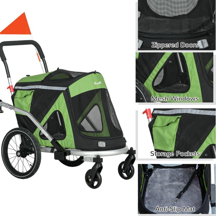 Produktbild PawHut Hundeanhänger Oxfordstoff, Aluminium Grün