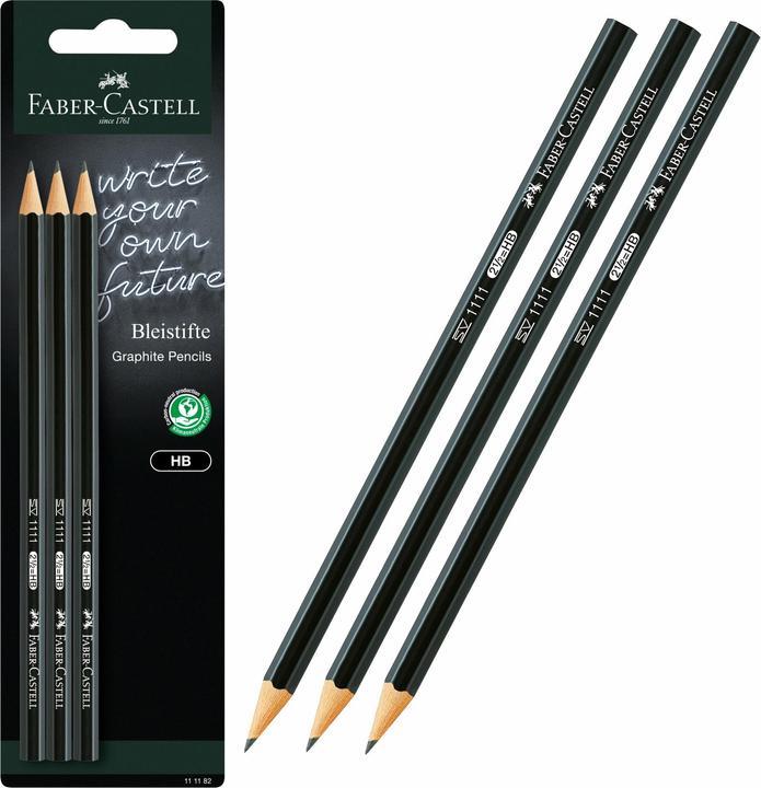 Produktbild Faber-Castell Bleistift 1111 HB schwarz BK 3x (HB, 3 x)