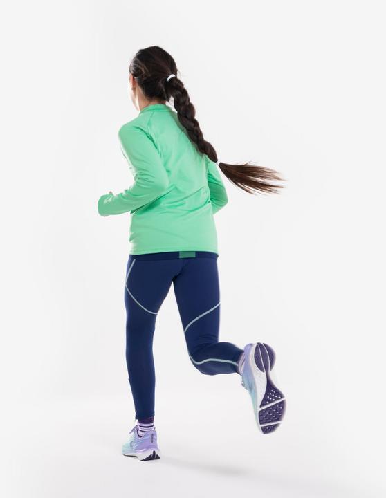 Produktbild Kiprun Laufshirt langarm warm 1/2 Reissverschluss Kinder Running - Warm 100 grün (152)