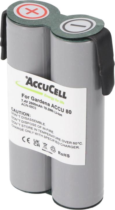 Actual product image AccuCell Gardena Accu 80 Li-Ion battery with Faston 4.8mm connectors (7.4 V)