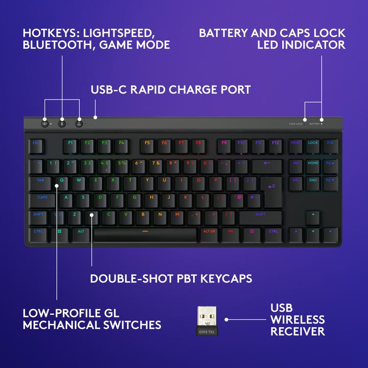 Actual product image Logitech G G515 Lightspeed TKL (CH, Wireless)