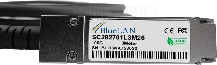 Actual product image BlueLAN Fortinet FN-CABLE-QSFP28-4SFP28-2 compatible QSFP28 DAC SC282701L2M26