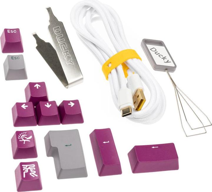 Actual product image Ducky One 3 Mist Grey Gaming Keyboard, RGB LED - MX-Ergo-Clear (US, Cable)