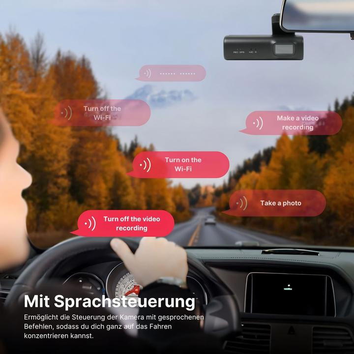 Immagine prodotto Hermex 4K WiFi dual dashcam telecamera frontale auto telecamera di bordo sorveglianza auto (Microfono incorporato, Display integrato, Accumulatore di carica elettrica, Ricevitore GPS, WiFi, 4K)