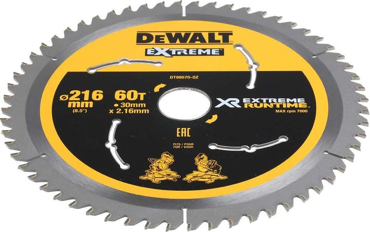 Actual product image DeWalt Xtreme Runtime 216mm x 30mm 60T CSB