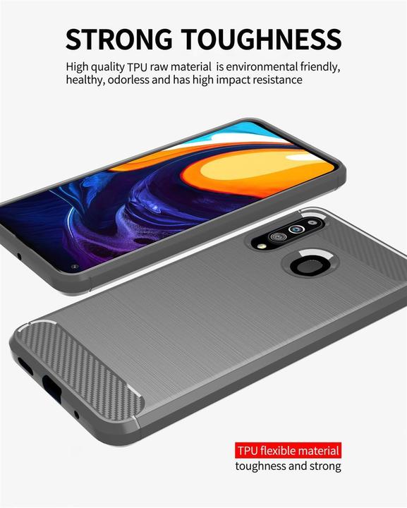 Produktbild Cadorabo TPU Ultra Slim carbon edelstahl Kombi Cover (Samsung Galaxy A20s)