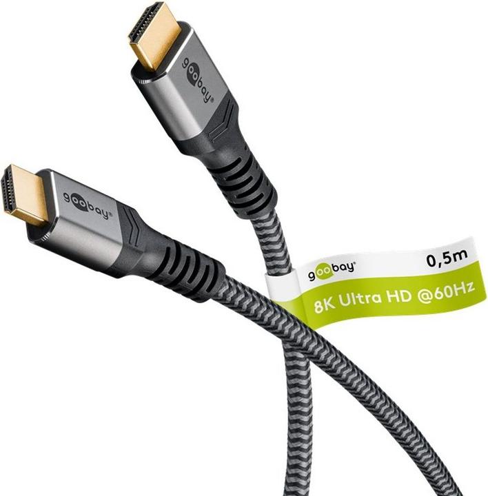 Productafbeelding Goobay Ultrahigh-speed HDMI-kabel, 0,5 m, Sharkskin grijs (0.50 m, HDMI)