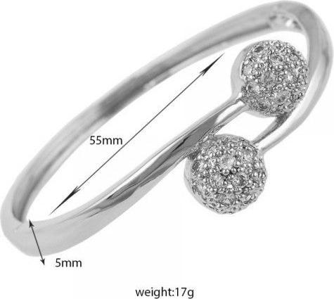 Immagine prodotto Hermex LUSSO Bracciale Bangle Placcato Platino Charms Zirconia - Platino (Lega di rame-nichel)