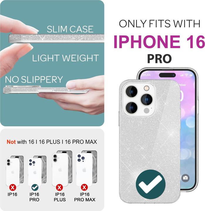 Actual product image Nalia Glitter hybrid cover (Apple iPhone 16 Pro)