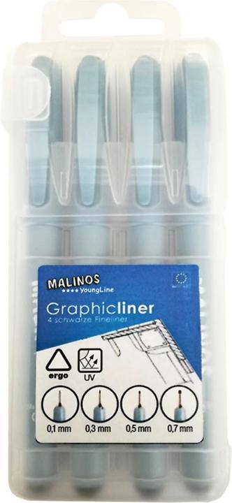 Malinos Graphic Liner Fineliner Fein Schwarz 4 Stück(e) (Schwarz, 4 x)
