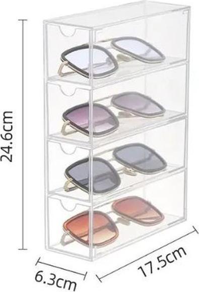 Actual product image MU Style Acrylic glasses organiser with 4 compartments