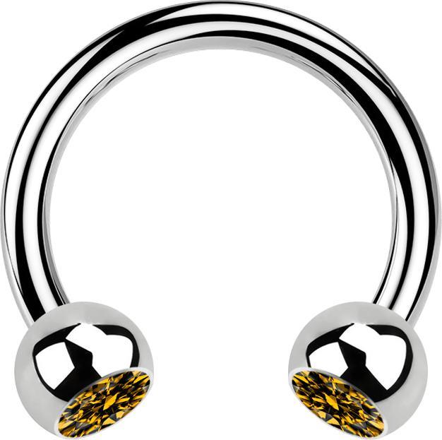 Produktbild Star Piercing Circular Barbell silber mit zwei Kugeln Kristall topaz (ohne Messing, Chirurgenstahl 316L)