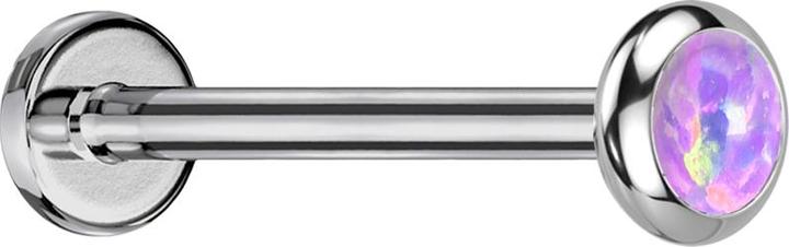 Produktbild Star Piercing Micro Threadless Labret silber Scheibe abgerundet Opal violett (ohne Messing, Titan G23)