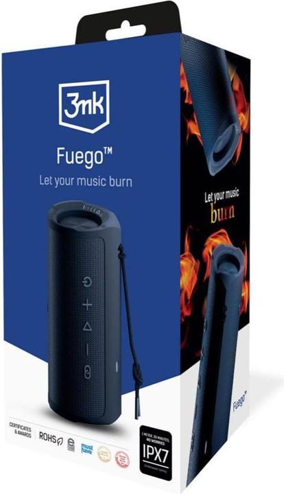 Produktbild 3MK Fuego głośnik bezprzewodowy 30W Bluetooth 5.3 TWS IPX7 czarny/black (12 h, Stromversorgung über USB)