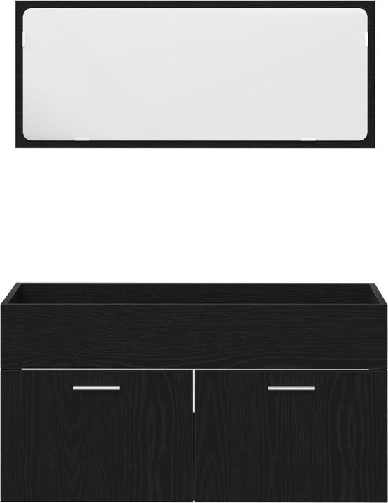 Produktbild VidaXL Badezimmermöbel Set Set von 2 Schwarz Eiche Ingenieurholz, Glas