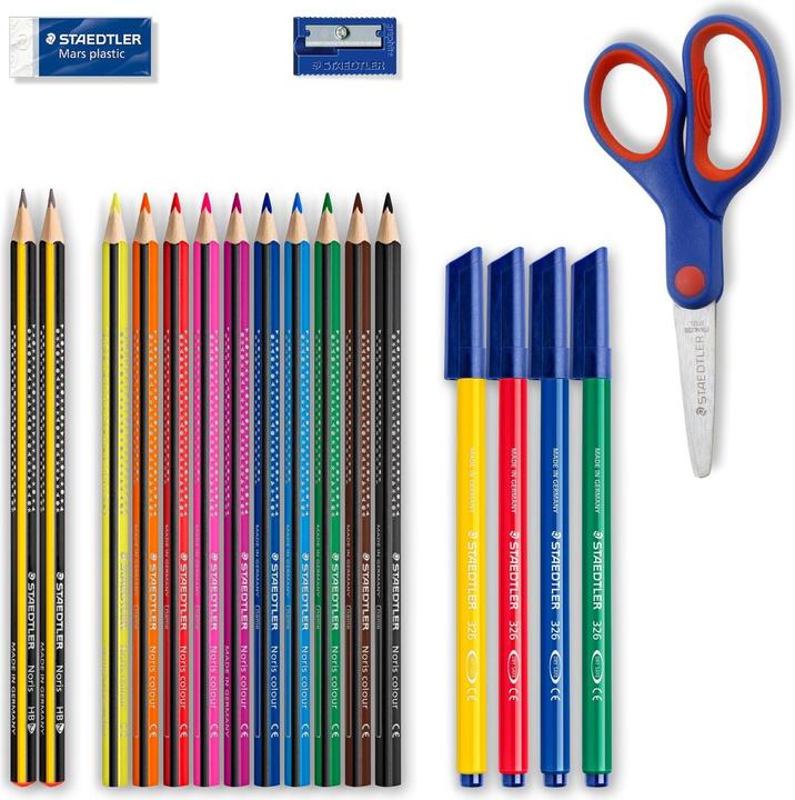Image du produit Staedtler Set d'écriture, 19 pièces, ciseaux de bricolage inclus pour remplir une trousse d'écolier (Multicolore, 19 x)