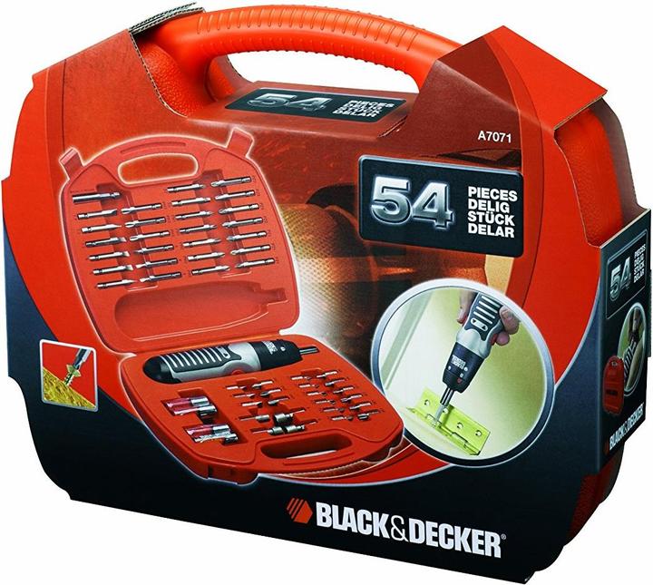 Image du produit Black & Decker Coffret d'accessoires de 54 pièces avec tournevis à batterie (Fonctionnement sur secteur)