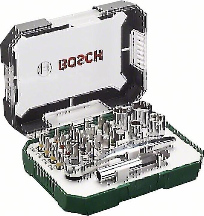 Produktbild Bosch Professional Zubehör Schrauberbit- und Ratschen-Set, 26-teilig (Kreuz Phillips PH M2, Innensechsrund TX mit Loch M10, Innensechsrund TX Mit Loch M15, Innensechsrund TX mit Loch M20)