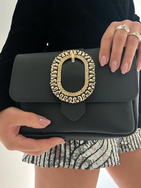Image du produit Only-Bags.Store Sac à bandoulière en cuir noir, petit sac crossbody en cuir, cadeau pour elle, en cuir pleine fleur