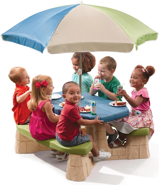 Actual product image Step2 Naturally Playful Picnic Table With Umbrella