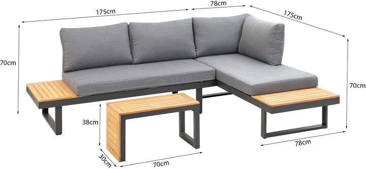 Immagine prodotto Greemotion Loungeset Samara, grigio, 3 posti a sedere