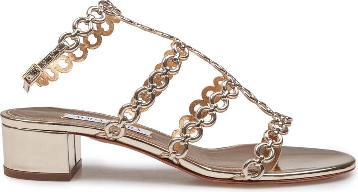Aquazzura Aquazzurra infinity chain ​​35 sandal in mirrored leather, gold color