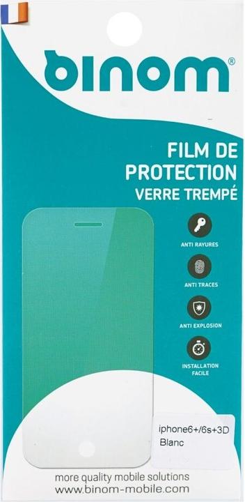 Immagine prodotto Binom Mobile Pellicola protettiva 3D Binom per iPhone 6 Plus e 6s Plus bianco (1 Pezzo/i, Apple iPhone 6s Plus, Apple iPhone 6 Plus)