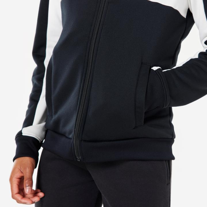 Actual product image Decathlon Training jacket tracksuit kids - black/white (10, 11, 12)