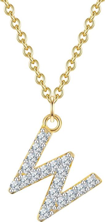 Glanzstücke München Damen Buchstabe W Sterling Silber Zirkonia Gelbgold 45,0 cm Basiskette + 5,0 cm Verlängerung - 32088 (Sterling Silber, 40 - 45 cm)