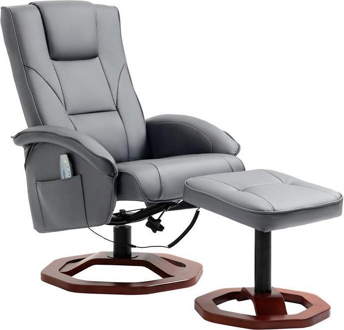 Swisshandel24 Relaxsessel Massagesessel mit Hocker Fernsehsessel, Liegefunktion, drehbar, Dunkelgrau