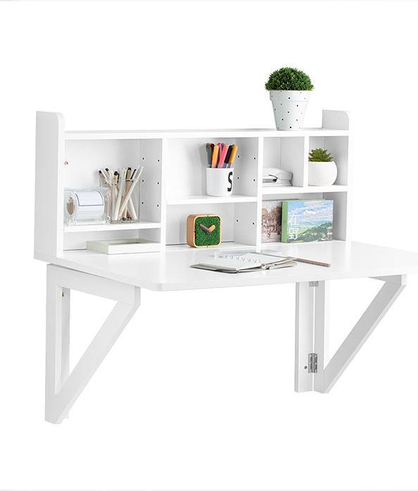 Image du produit SoBuy Table murale pliante avec étagère intégrée (90 x 60 x 78 cm)