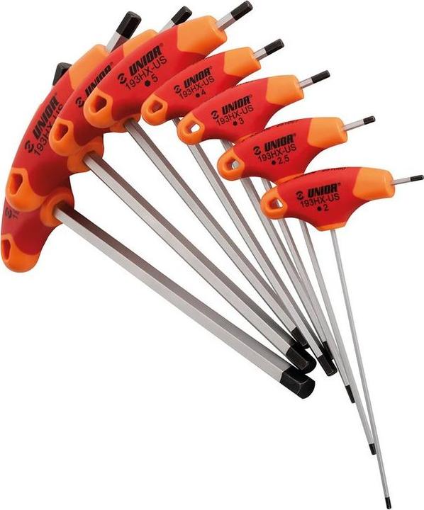 Actual product image Unior 193HXCB8 T-handle Allen key set, 2-10mm, red